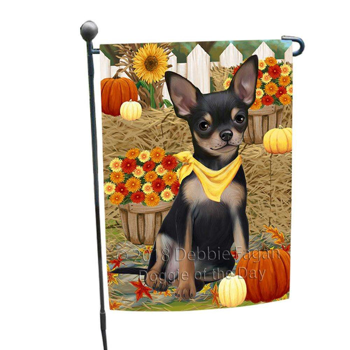 Fall Autumn Greeting Chihuahua Dog with Pumpkins Garden Flag GFLG0609