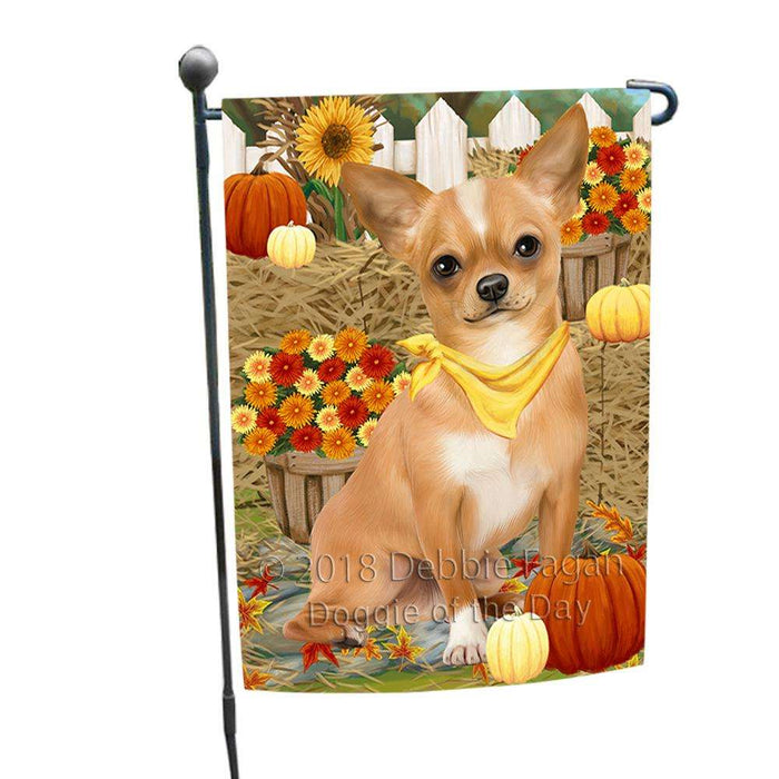 Fall Autumn Greeting Chihuahua Dog with Pumpkins Garden Flag GFLG0610