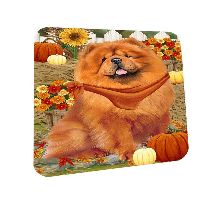 Fall Autumn Greeting Chow Chow Dog with Pumpkins Coasters Set of 4 CST50679