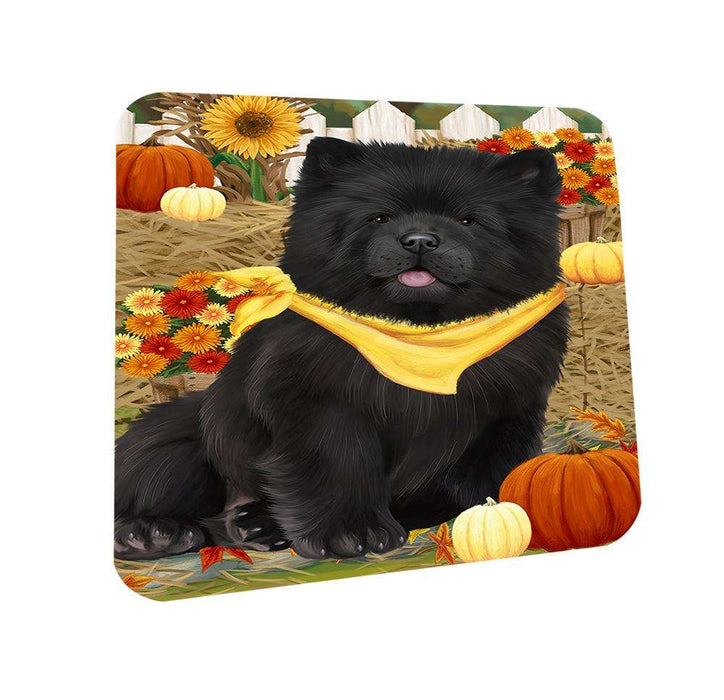 Fall Autumn Greeting Chow Chow Dog with Pumpkins Coasters Set of 4 CST50680