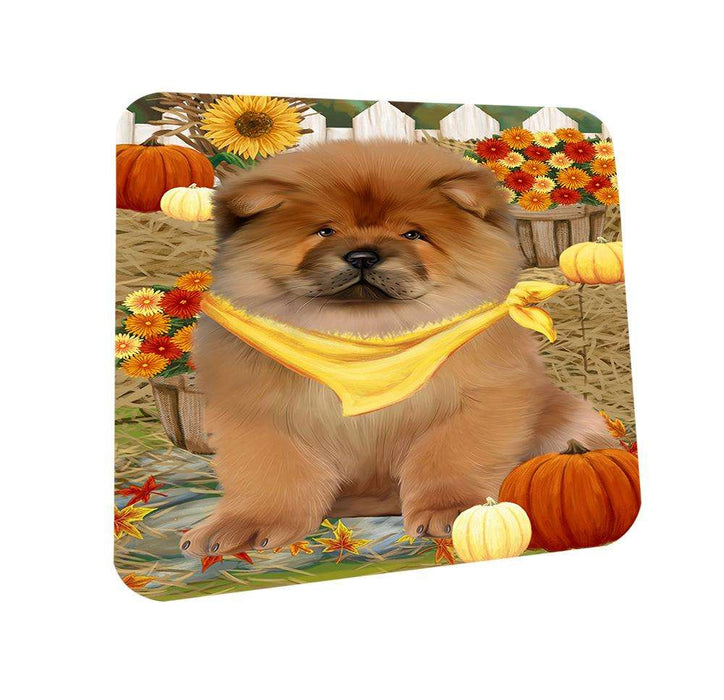 Fall Autumn Greeting Chow Chow Dog with Pumpkins Coasters Set of 4 CST50681