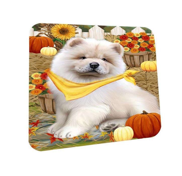Fall Autumn Greeting Chow Chow Dog with Pumpkins Coasters Set of 4 CST50682