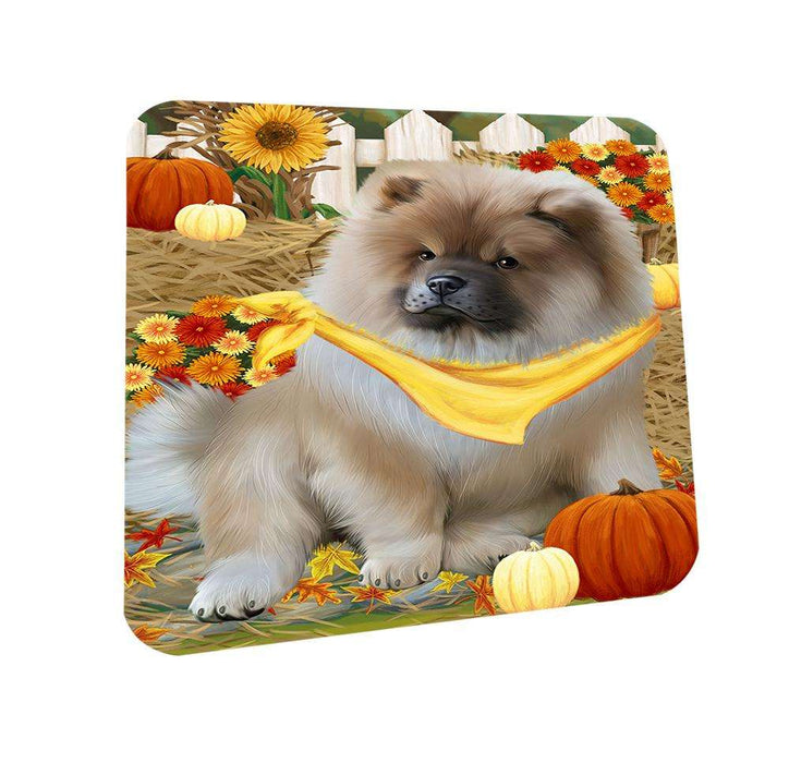 Fall Autumn Greeting Chow Chow Dog with Pumpkins Coasters Set of 4 CST50683
