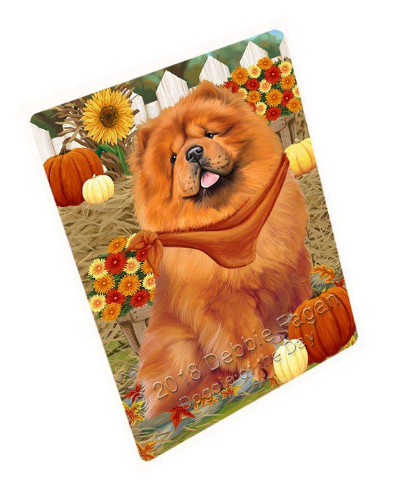 Fall Autumn Greeting Chow Chow Dog with Pumpkins Cutting Board C56220