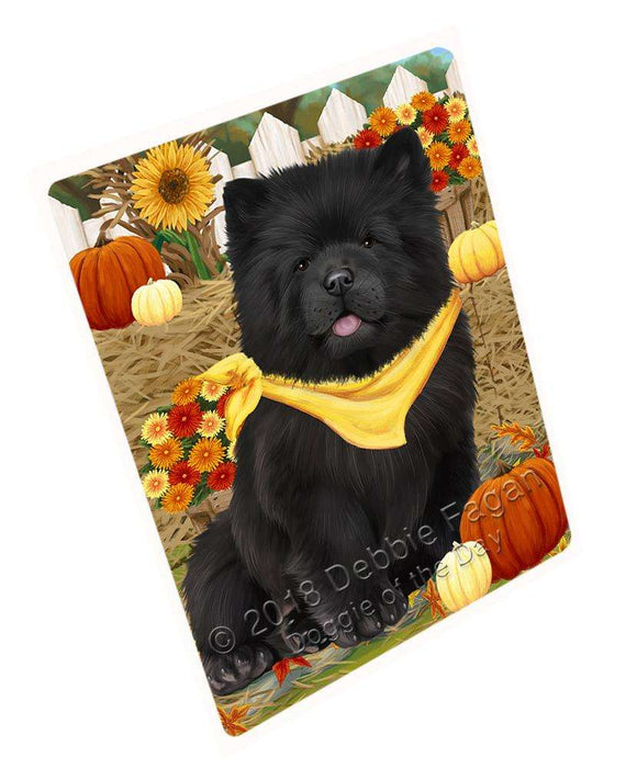 Fall Autumn Greeting Chow Chow Dog with Pumpkins Cutting Board C56223