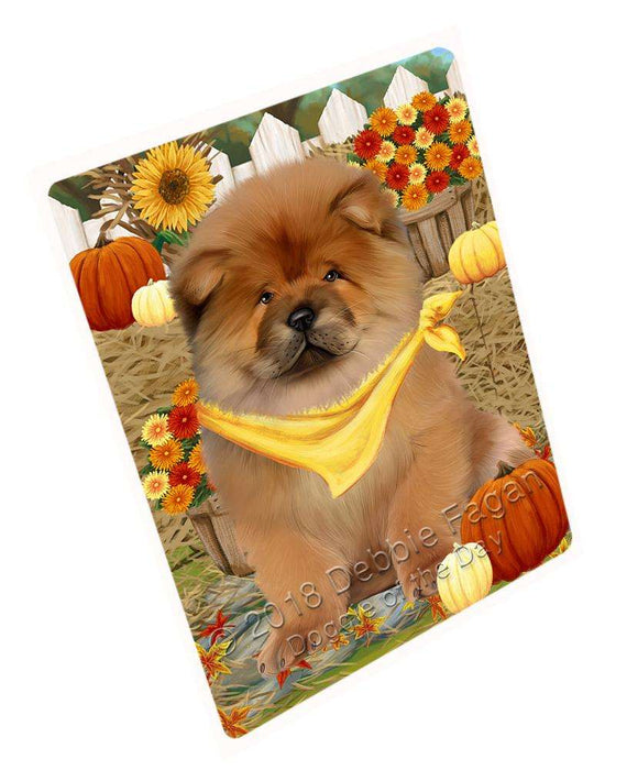 Fall Autumn Greeting Chow Chow Dog with Pumpkins Cutting Board C56226