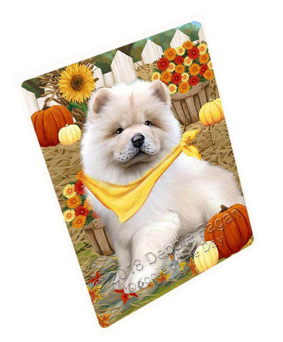 Fall Autumn Greeting Chow Chow Dog with Pumpkins Cutting Board C56229