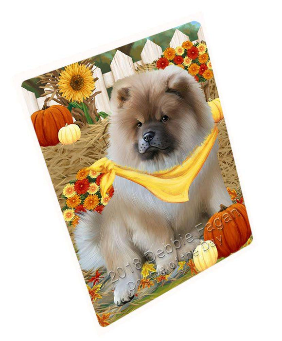 Fall Autumn Greeting Chow Chow Dog with Pumpkins Cutting Board C56232