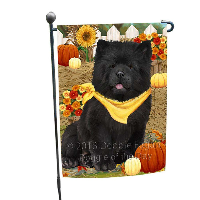 Fall Autumn Greeting Chow Chow Dog with Pumpkins Garden Flag GFLG0614