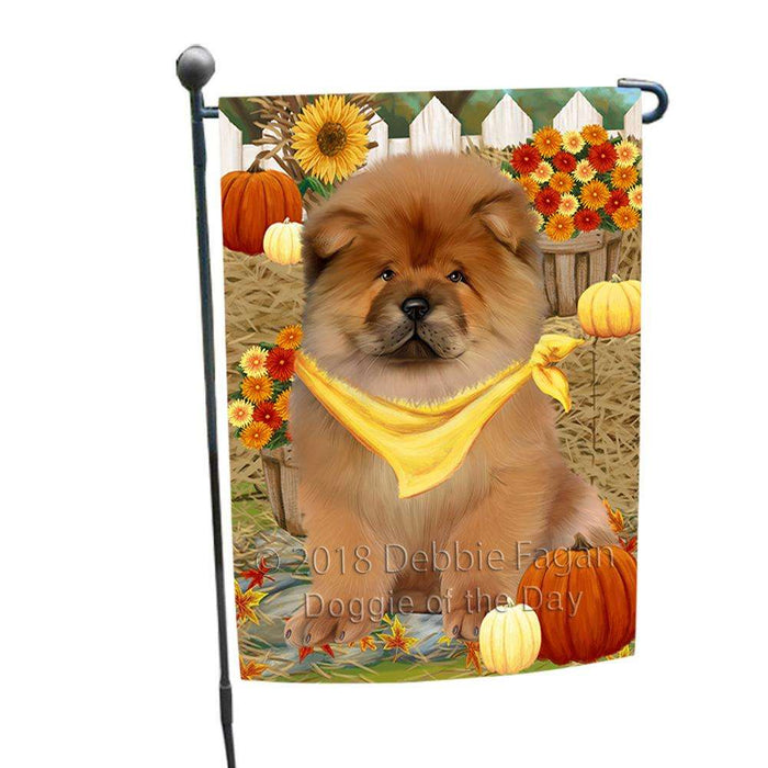 Fall Autumn Greeting Chow Chow Dog with Pumpkins Garden Flag GFLG0615