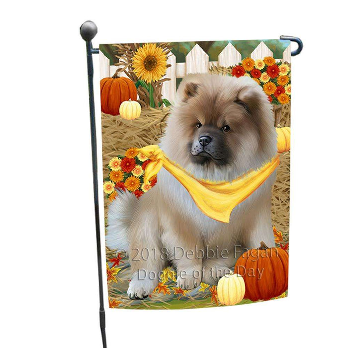 Fall Autumn Greeting Chow Chow Dog with Pumpkins Garden Flag GFLG0617