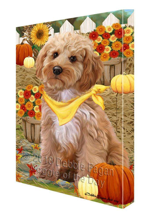 Fall Autumn Greeting Cockapoo Dog with Pumpkins Canvas Print Wall Art Décor CVS87659