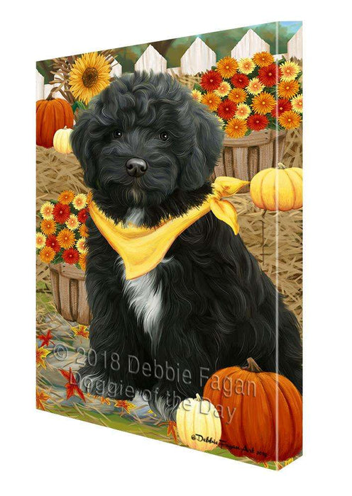 Fall Autumn Greeting Cockapoo Dog with Pumpkins Canvas Print Wall Art Décor CVS87668