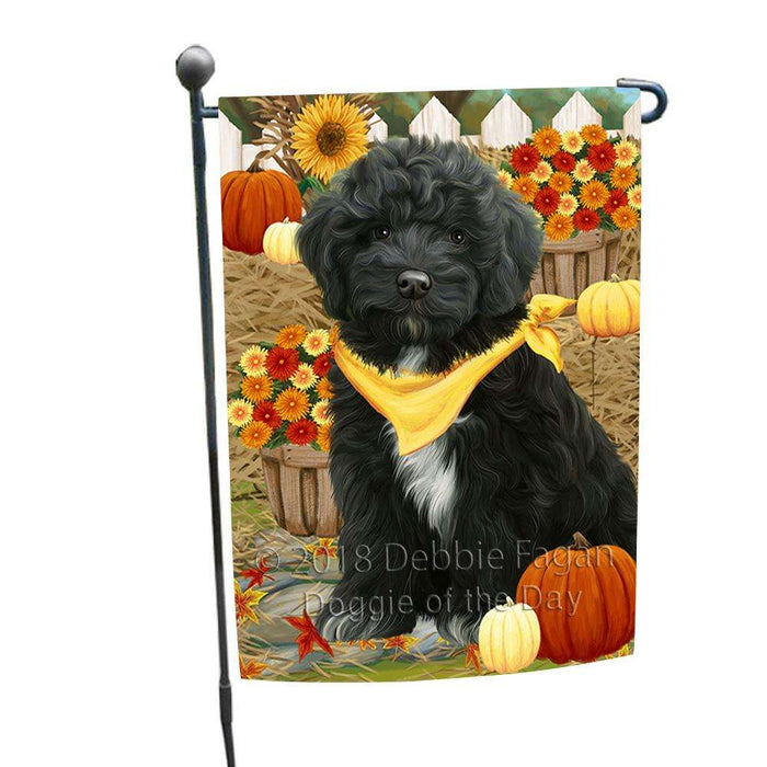 Fall Autumn Greeting Cockapoo Dog with Pumpkins Garden Flag GFLG52264