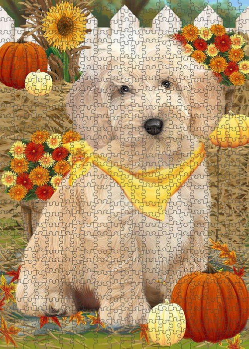 Fall Autumn Greeting Cockapoo Dog with Pumpkins Puzzle with Photo Tin PUZL60882