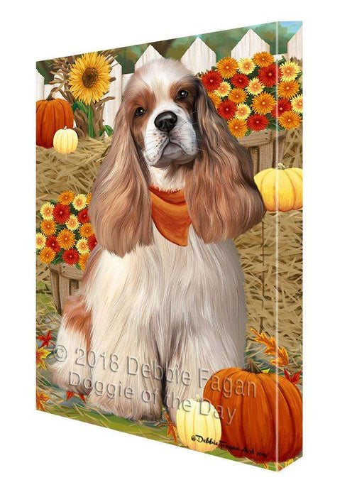 Fall Autumn Greeting Cocker Spaniel Dog with Pumpkins Canvas Print Wall Art Décor CVS87686