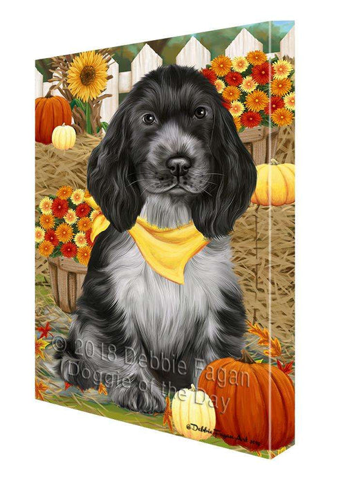 Fall Autumn Greeting Cocker Spaniel Dog with Pumpkins Canvas Print Wall Art Décor CVS87704