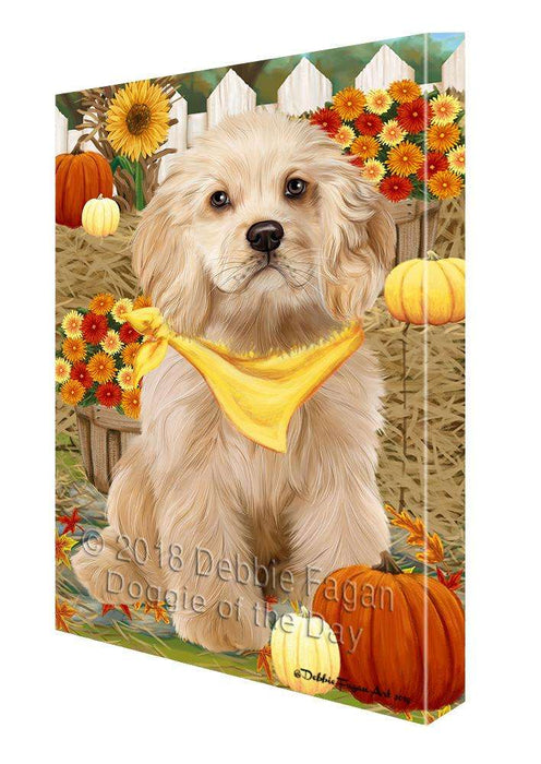 Fall Autumn Greeting Cocker Spaniel Dog with Pumpkins Canvas Print Wall Art Décor CVS87713