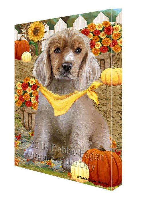 Fall Autumn Greeting Cocker Spaniel Dog with Pumpkins Canvas Print Wall Art Décor CVS87722