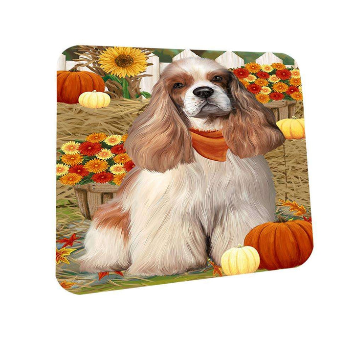 Fall Autumn Greeting Cocker Spaniel Dog with Pumpkins Coasters Set of 4 CST52280