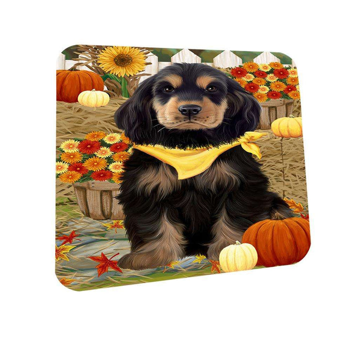 Fall Autumn Greeting Cocker Spaniel Dog with Pumpkins Coasters Set of 4 CST52281