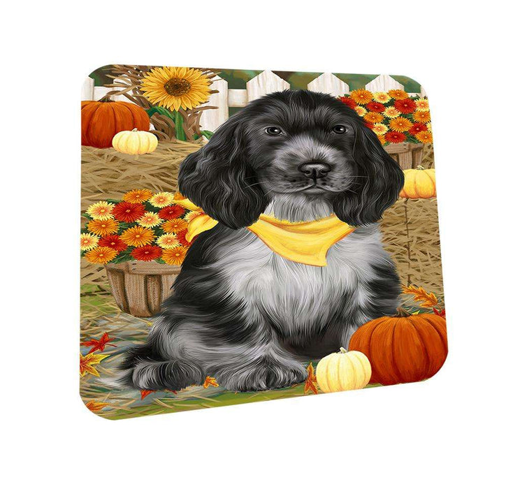 Fall Autumn Greeting Cocker Spaniel Dog with Pumpkins Coasters Set of 4 CST52282