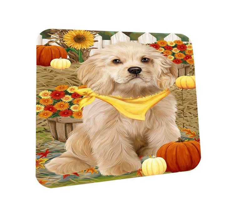 Fall Autumn Greeting Cocker Spaniel Dog with Pumpkins Coasters Set of 4 CST52283