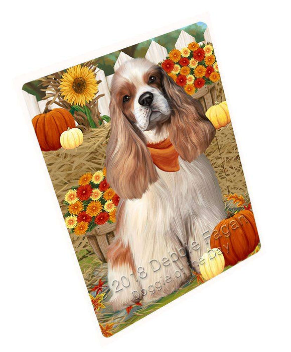 Fall Autumn Greeting Cocker Spaniel Dog with Pumpkins Cutting Board C61056