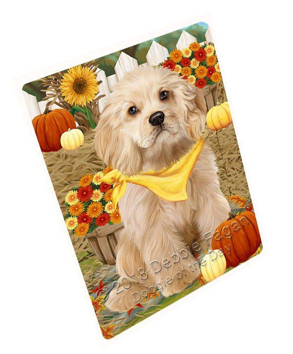 Fall Autumn Greeting Cocker Spaniel Dog with Pumpkins Cutting Board C61065