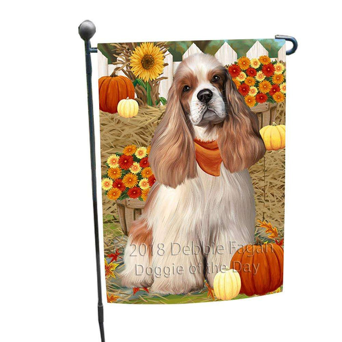 Fall Autumn Greeting Cocker Spaniel Dog with Pumpkins Garden Flag GFLG52266