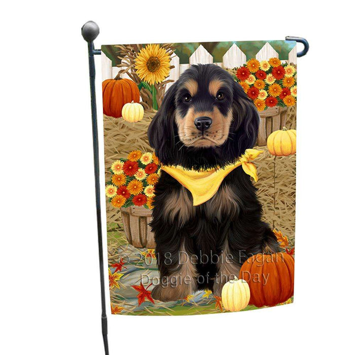 Fall Autumn Greeting Cocker Spaniel Dog with Pumpkins Garden Flag GFLG52267