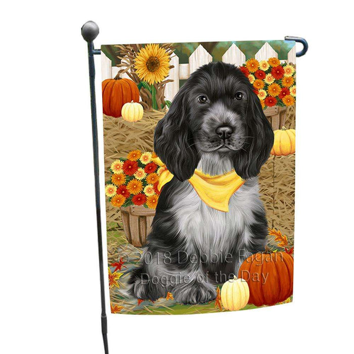 Fall Autumn Greeting Cocker Spaniel Dog with Pumpkins Garden Flag GFLG52268