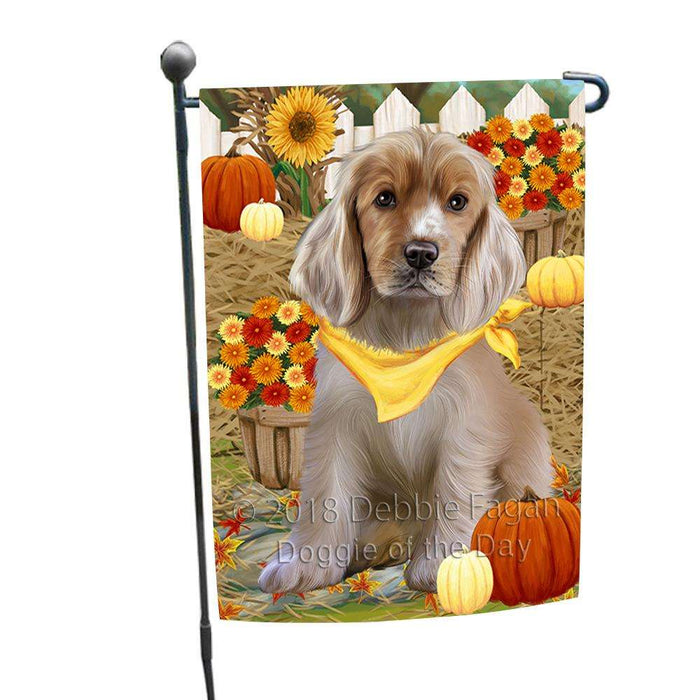 Fall Autumn Greeting Cocker Spaniel Dog with Pumpkins Garden Flag GFLG52270