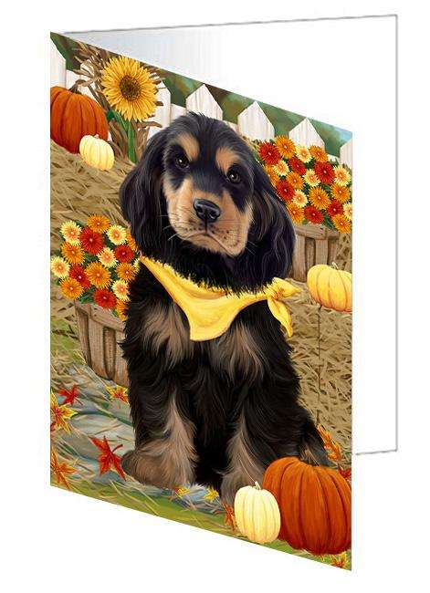 Fall Autumn Greeting Cocker Spaniel Dog with Pumpkins Handmade Artwork Assorted Pets Greeting Cards and Note Cards with Envelopes for All Occasions and Holiday Seasons GCD60995