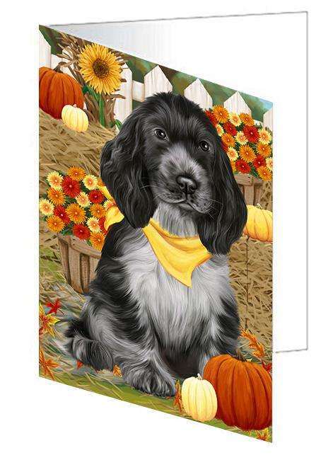 Fall Autumn Greeting Cocker Spaniel Dog with Pumpkins Handmade Artwork Assorted Pets Greeting Cards and Note Cards with Envelopes for All Occasions and Holiday Seasons GCD60998