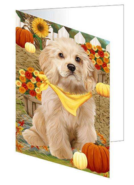 Fall Autumn Greeting Cocker Spaniel Dog with Pumpkins Handmade Artwork Assorted Pets Greeting Cards and Note Cards with Envelopes for All Occasions and Holiday Seasons GCD61001