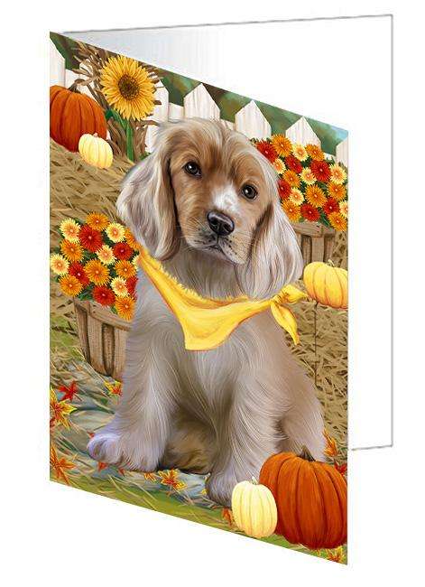 Fall Autumn Greeting Cocker Spaniel Dog with Pumpkins Handmade Artwork Assorted Pets Greeting Cards and Note Cards with Envelopes for All Occasions and Holiday Seasons GCD61004