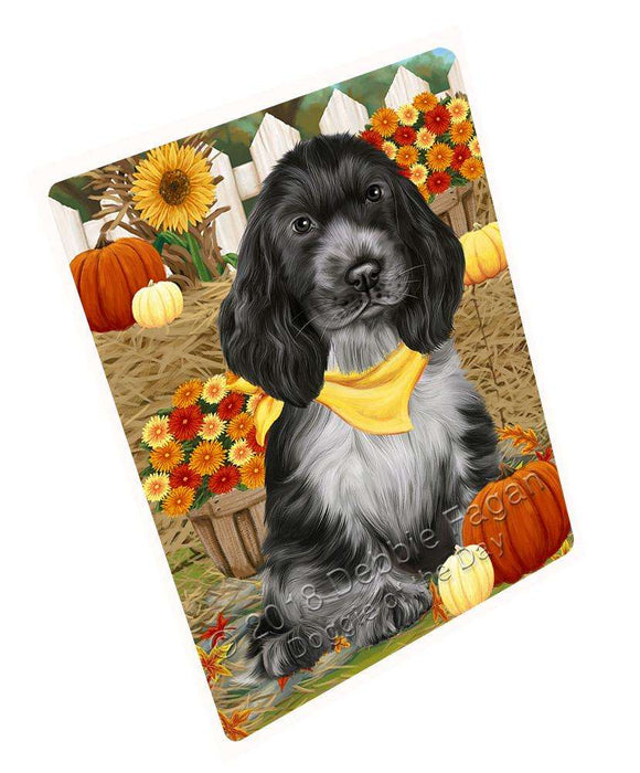 Fall Autumn Greeting Cocker Spaniel Dog with Pumpkins Large Refrigerator / Dishwasher Magnet RMAG74124