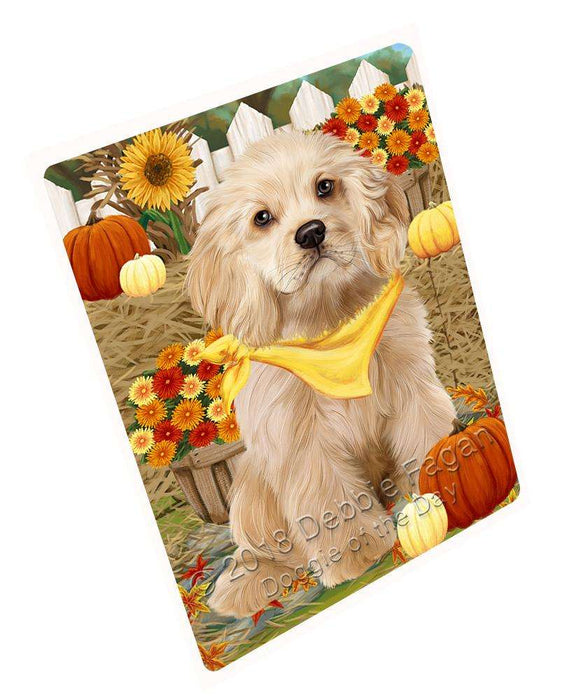 Fall Autumn Greeting Cocker Spaniel Dog with Pumpkins Large Refrigerator / Dishwasher Magnet RMAG74130