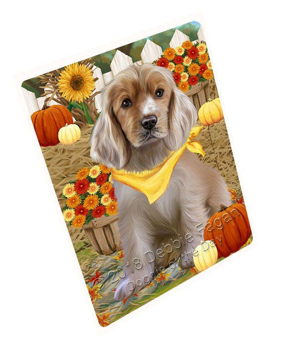 Fall Autumn Greeting Cocker Spaniel Dog with Pumpkins Large Refrigerator / Dishwasher Magnet RMAG74136