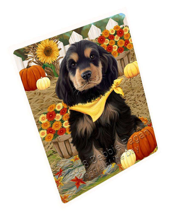 Fall Autumn Greeting Cocker Spaniel Dog With Pumpkins Magnet Mini (3.5" x 2") MAG61059