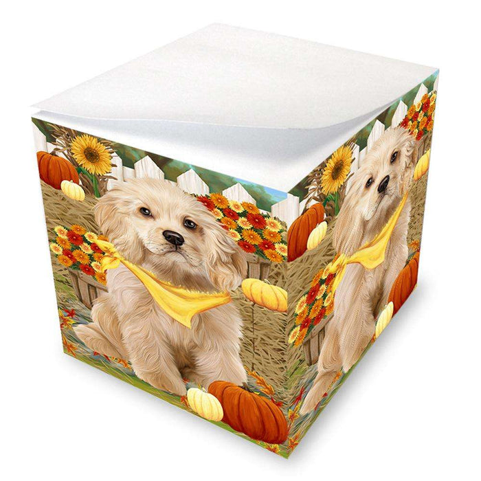 Fall Autumn Greeting Cocker Spaniel Dog with Pumpkins Note Cube NOC52324