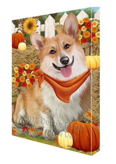 Fall Autumn Greeting Corgi Dog with Pumpkins Canvas Print Wall Art Décor CVS72854