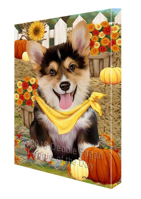 Fall Autumn Greeting Corgi Dog with Pumpkins Canvas Print Wall Art Décor CVS72863