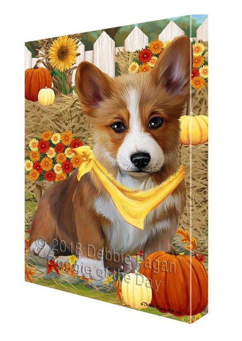 Fall Autumn Greeting Corgi Dog with Pumpkins Canvas Print Wall Art Décor CVS72872