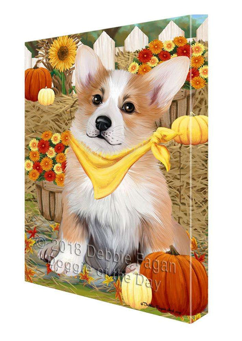 Fall Autumn Greeting Corgi Dog with Pumpkins Canvas Print Wall Art Décor CVS72881