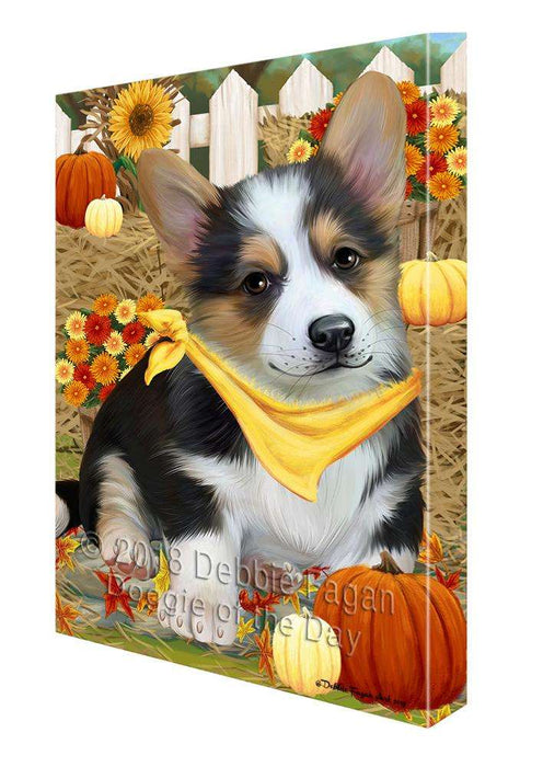 Fall Autumn Greeting Corgi Dog with Pumpkins Canvas Print Wall Art Décor CVS72890