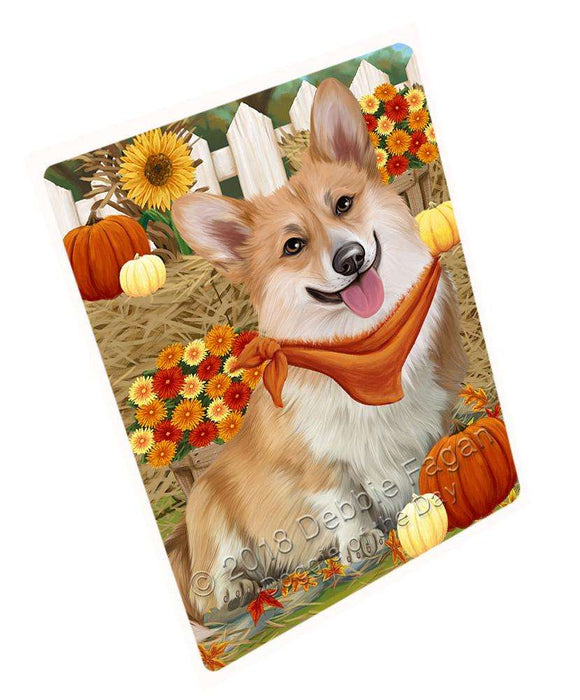 Fall Autumn Greeting Corgi Dog with Pumpkins Cutting Board C56235