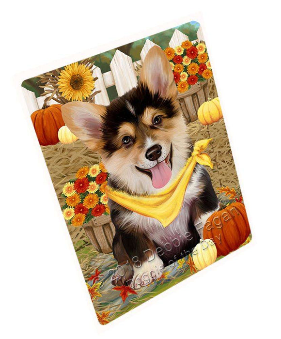 Fall Autumn Greeting Corgi Dog with Pumpkins Cutting Board C56238