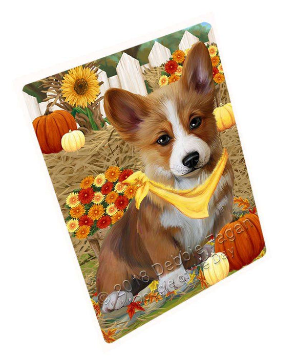Fall Autumn Greeting Corgi Dog with Pumpkins Cutting Board C56241